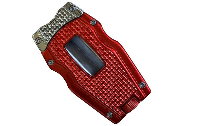 Prestige Import Group Metal Body Combination V-Cut w/ Built-in Punch Cigar Cutter (Candy Apple Red Pearl)