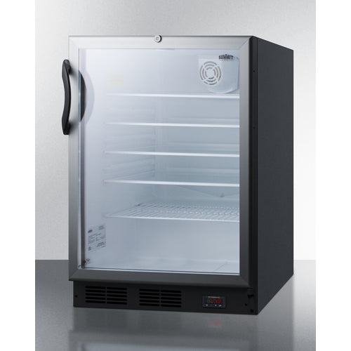 Summit Appliance 24 inch ADA Compliant Commercial Glass Door Craft Beer And Wine Refrigerator For Freestanding Use, With Digital Thermostat, Black Cabinet, And Lock