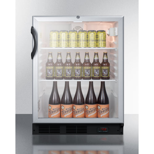 Summit Appliance 24 inch ADA Compliant Commercial Glass Door Craft Beer And Wine Refrigerator For Freestanding Use, With Digital Thermostat, Black Cabinet, And Lock