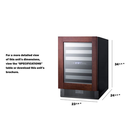 Summit Appliance 23 inch Dual Zone Built-In Wine Cellar With Panel-Ready Glass Door, Full Extension Shelves, Digital Thermostat, And Black Cabinet