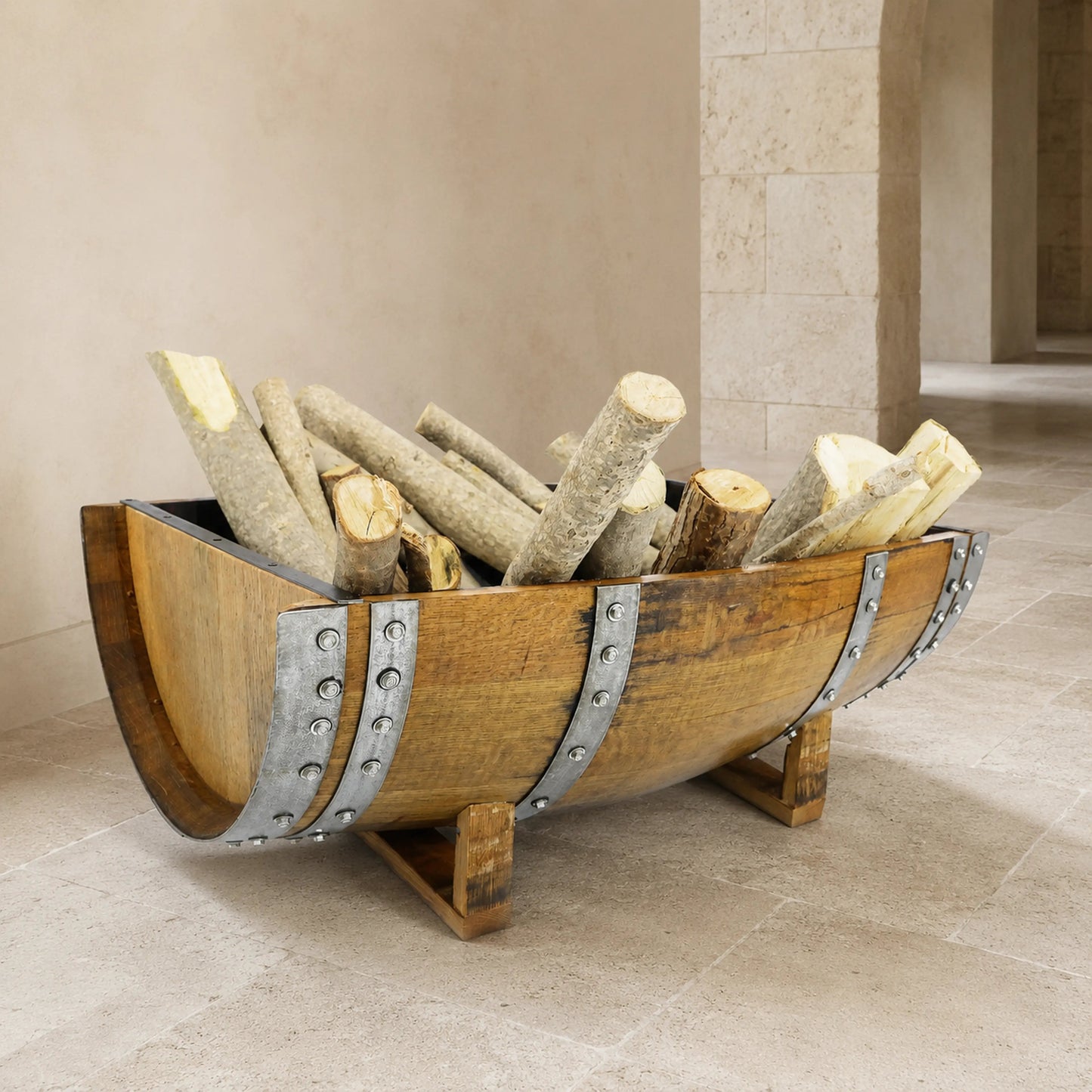 Whiskey & Wine Barrel Long Chest — Multi-Use Storage or Coffee Table