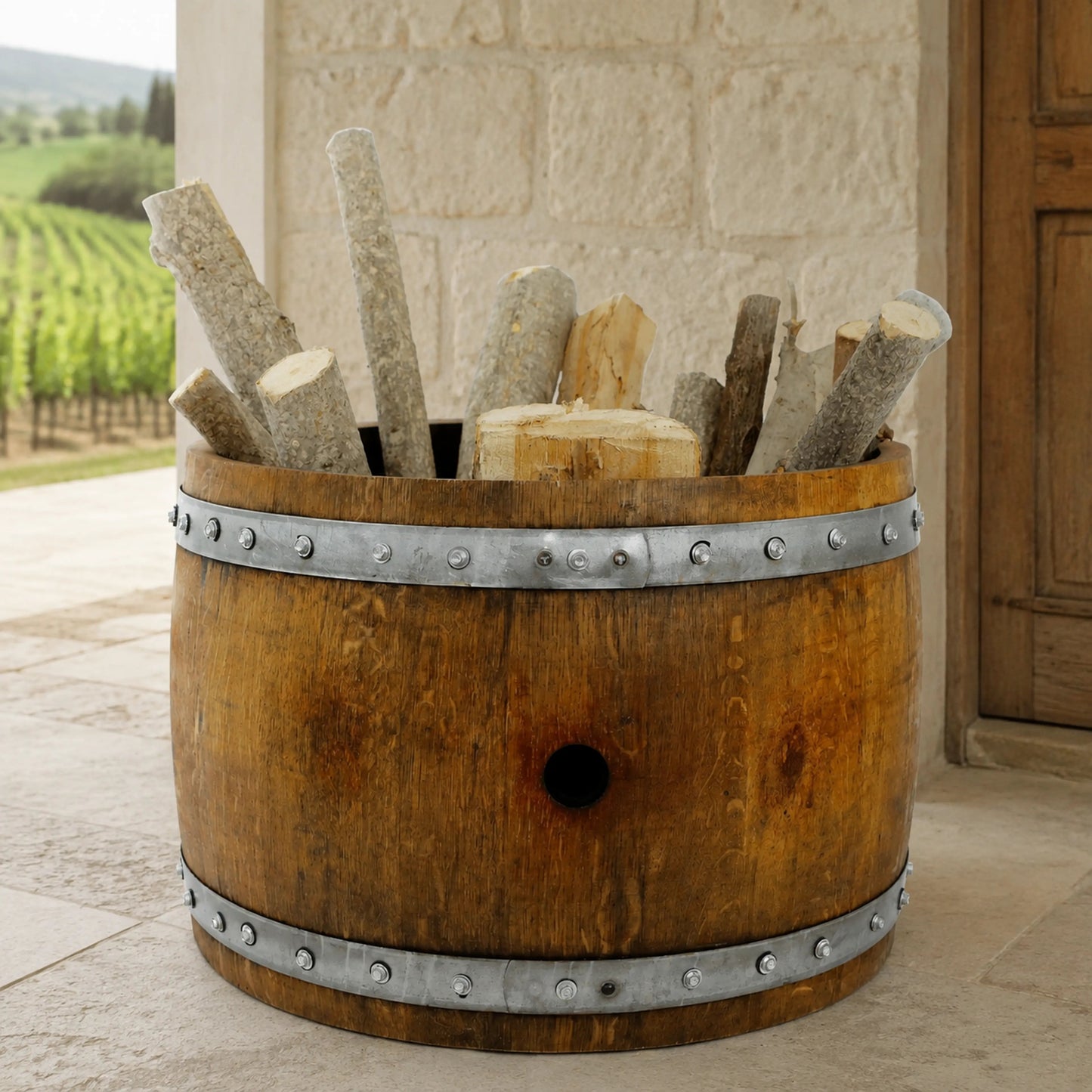 Whiskey & Wine Barrel Half-Barrel Chest — Multi-Use Storage or Table