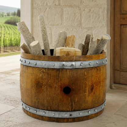 Whiskey & Wine Barrel Half-Barrel Chest — Multi-Use Storage or Table