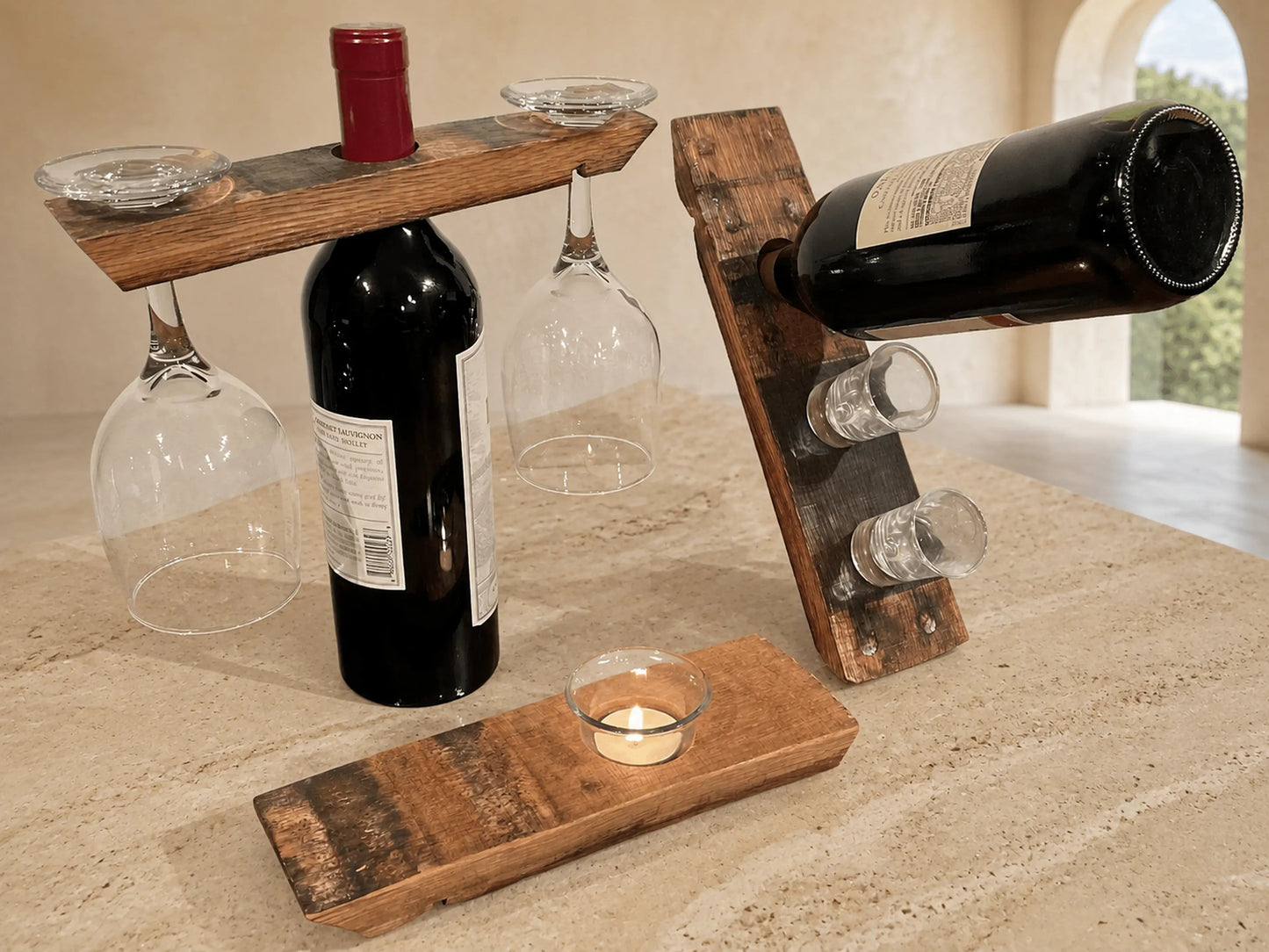 Whiskey & Wine Barrel Sommelier Gift Pack — Reclaimed Stave Wine Set