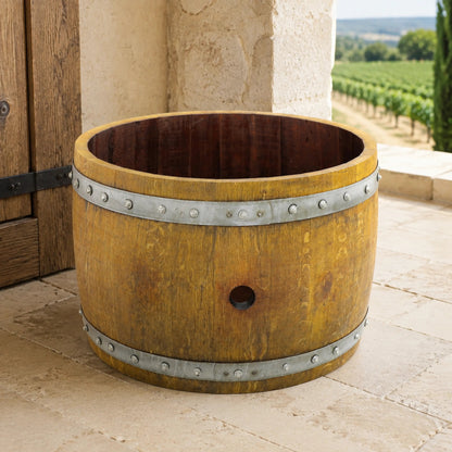 Whiskey & Wine Barrel Half-Barrel Chest — Multi-Use Storage or Table