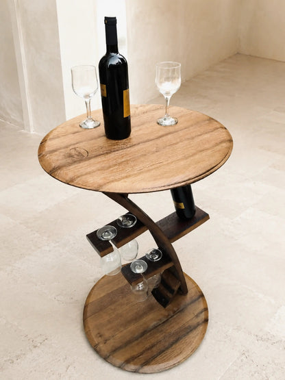 Whiskey & Wine Barrel Corner Bistro Table — 4-Glass Capacity