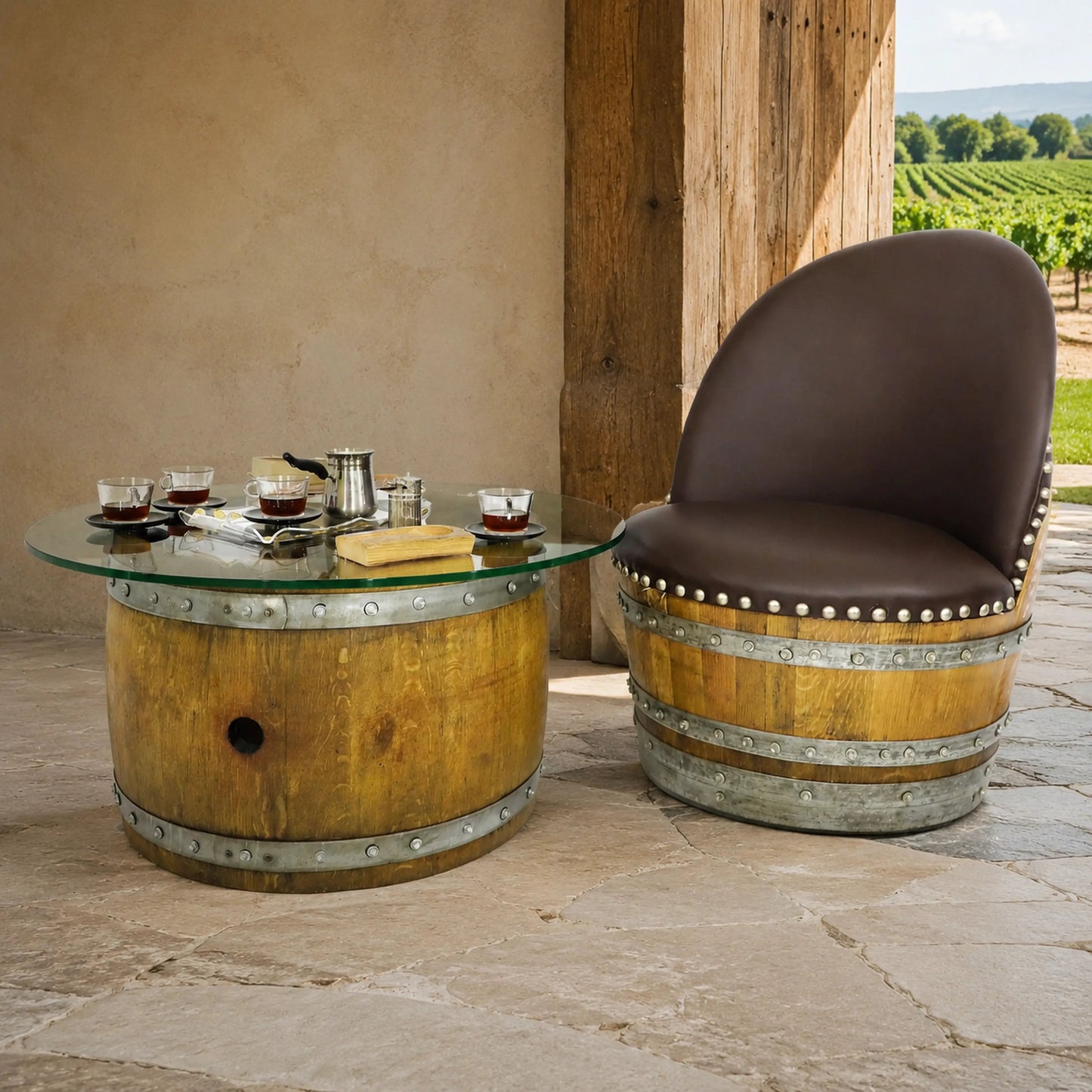 Whiskey & Wine Barrel Half-Barrel Chest — Multi-Use Storage or Table