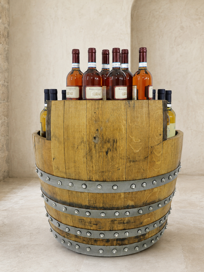Whiskey & Wine Barrel Minibar Cabinet — Door Shelf, Reclaimed Oak