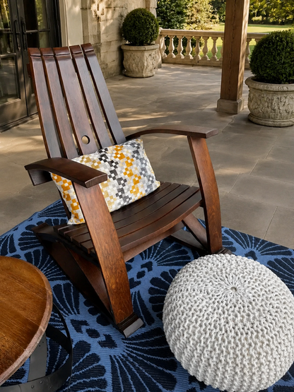 Whiskey & Wine Barrel Stave Lounge Chair Pair — Solid Oak, Hidden Storage