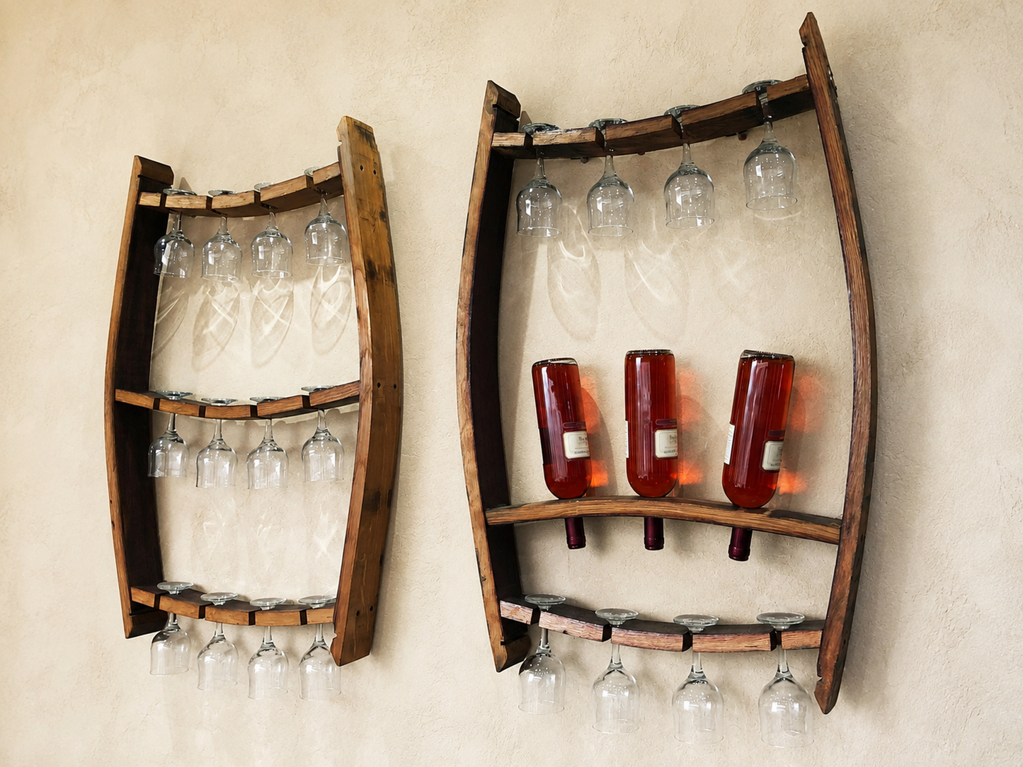 Whiskey & Wine Barrel Home Bar Set #2 — Bar Cabinet, Pub Table & Stools