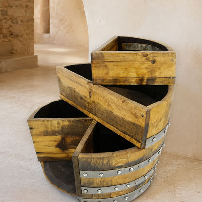 Whiskey & Wine Barrel Minibar Cabinet — Door Shelf, Reclaimed Oak