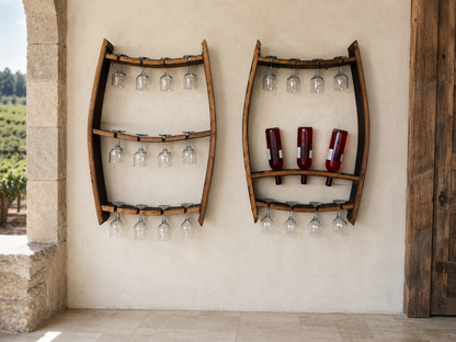 Whiskey & Wine Barrel Home Bar Set #2 — Bar Cabinet, Pub Table & Stools