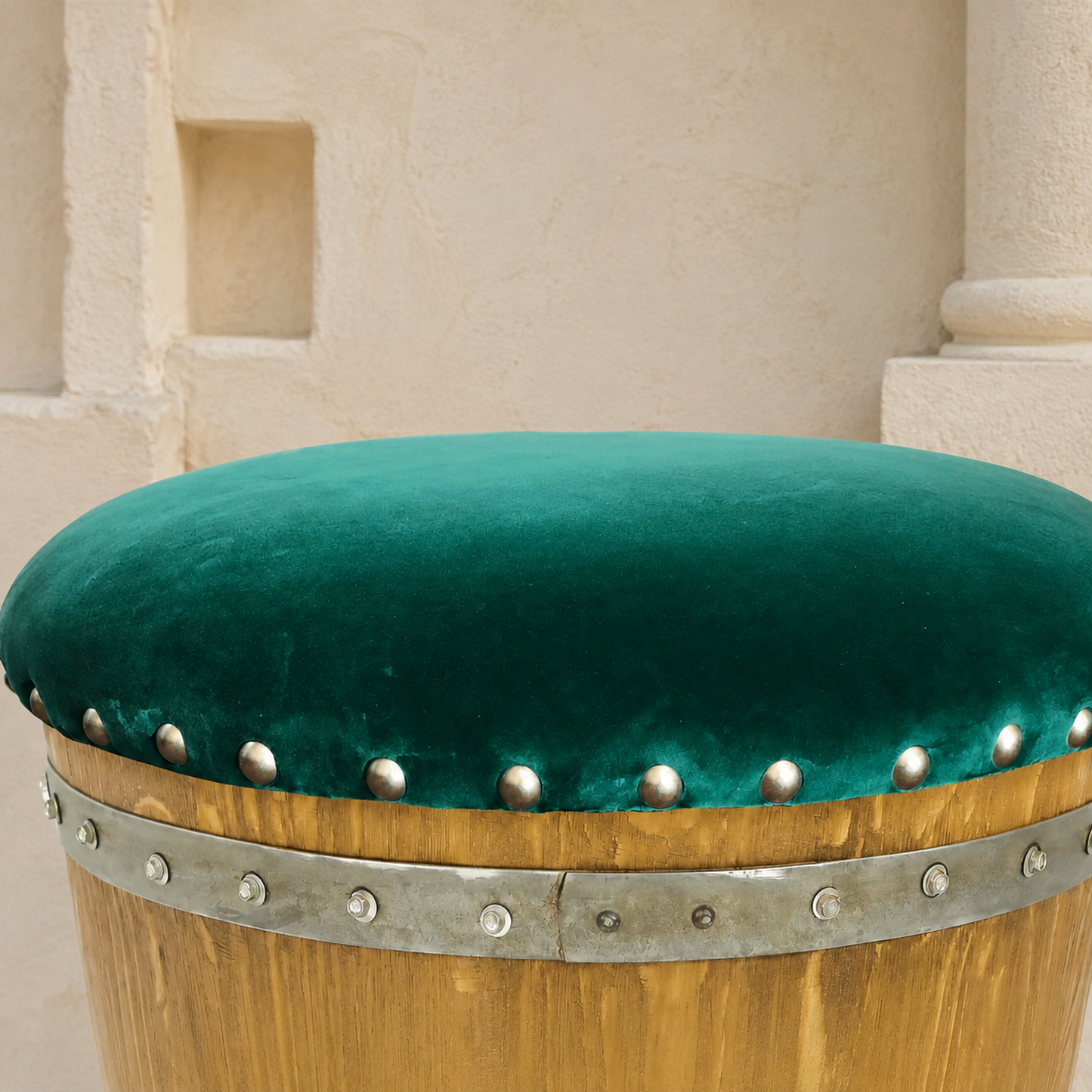 Whiskey & Wine Barrel Ottoman — Hidden Storage, Reclaimed Oak