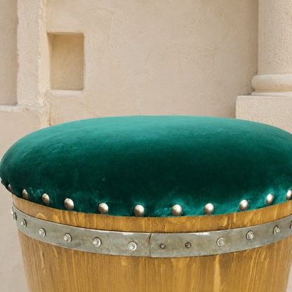 Whiskey & Wine Barrel Ottoman — Hidden Storage, Reclaimed Oak