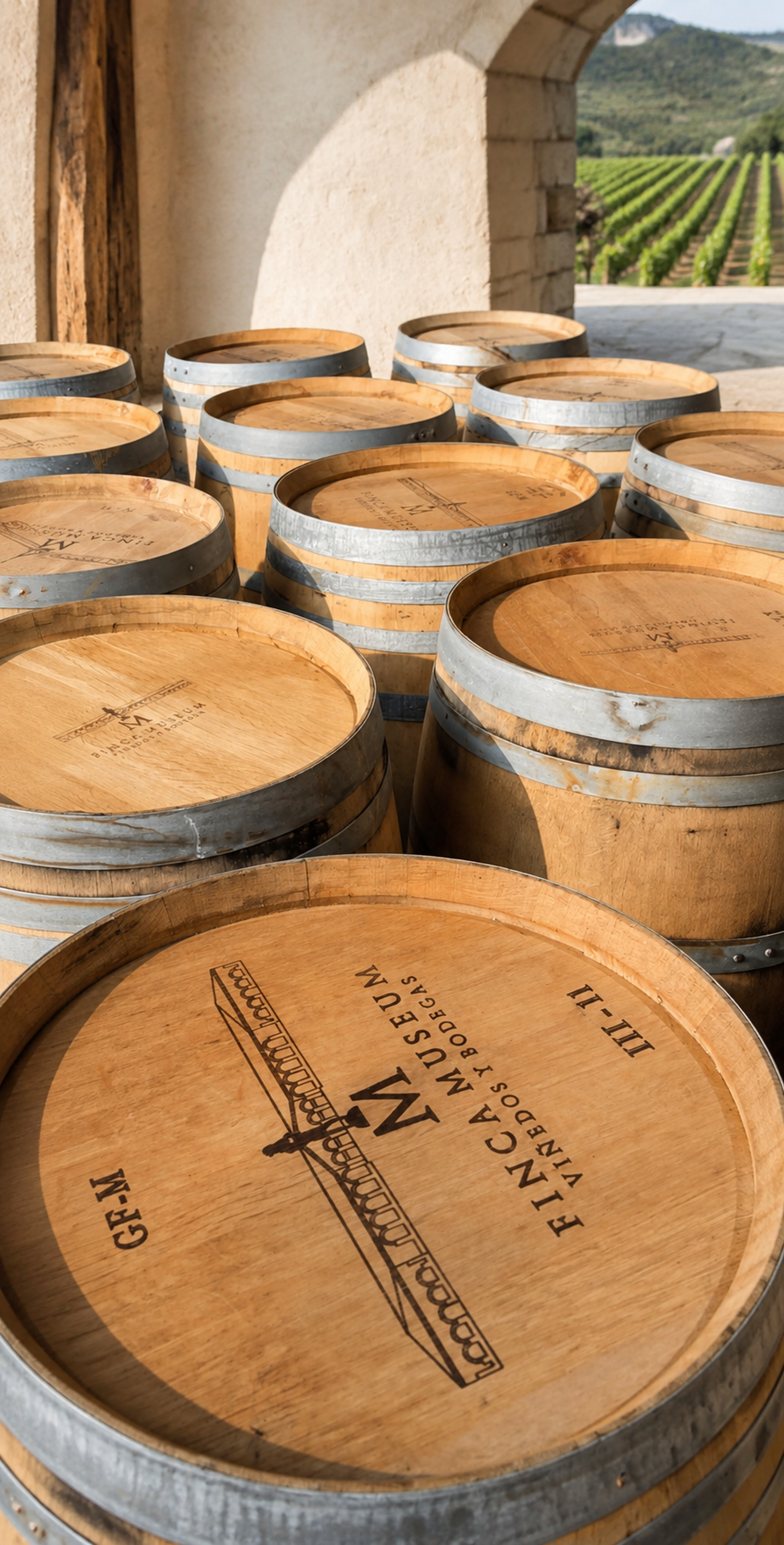 Whiskey & Wine Barrel Display Cabinet — Stemware Shelf, Door Storage