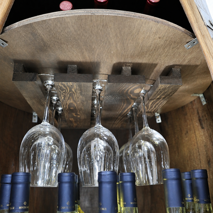 Whiskey & Wine Barrel Home Bar Set #2 — Bar Cabinet, Pub Table & Stools
