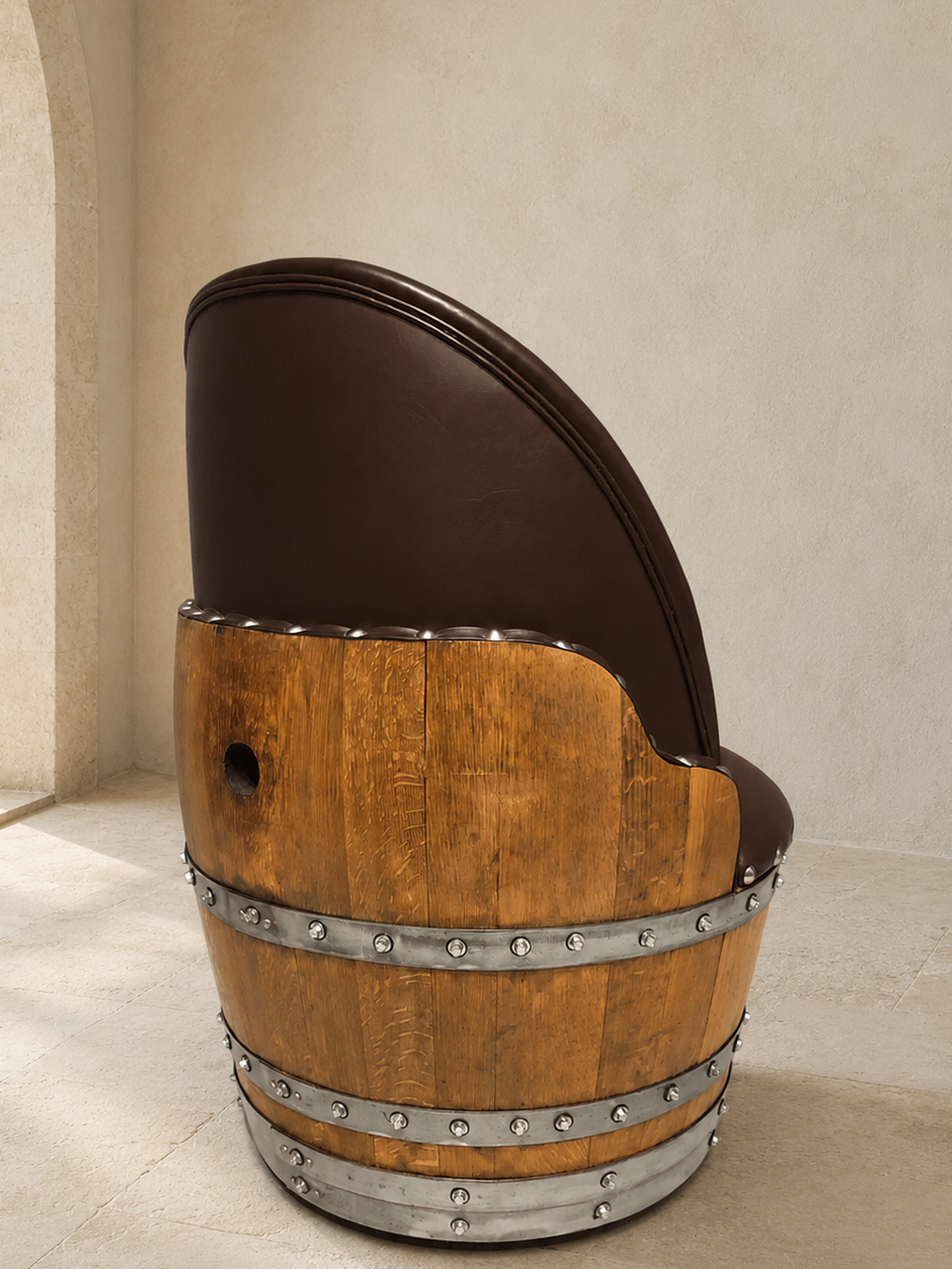 Whiskey & Wine Barrel Dining Set — Convertible Table, 6 Chairs, Removable Top