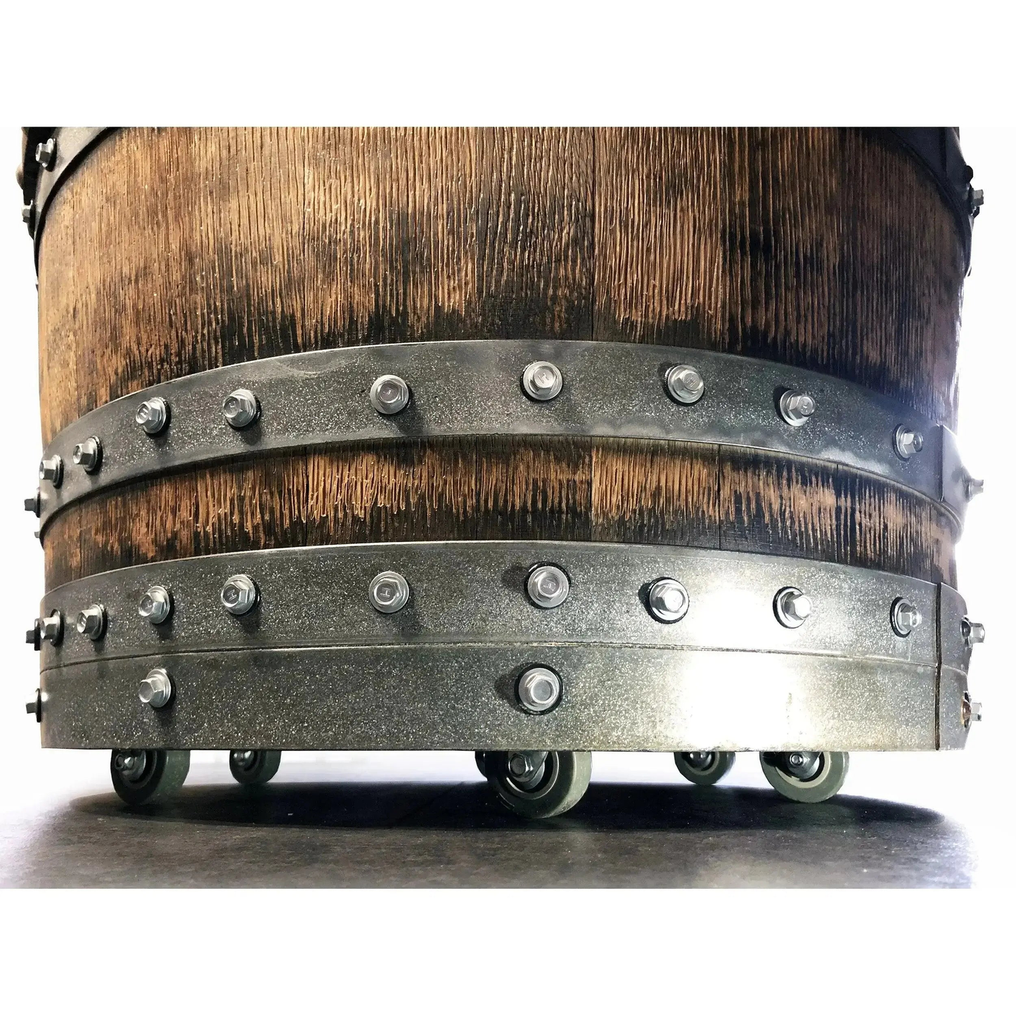 Whiskey & Wine Barrel Armchair with Hidden Safe — Memory Foam, Burgundy Berry Upholstery