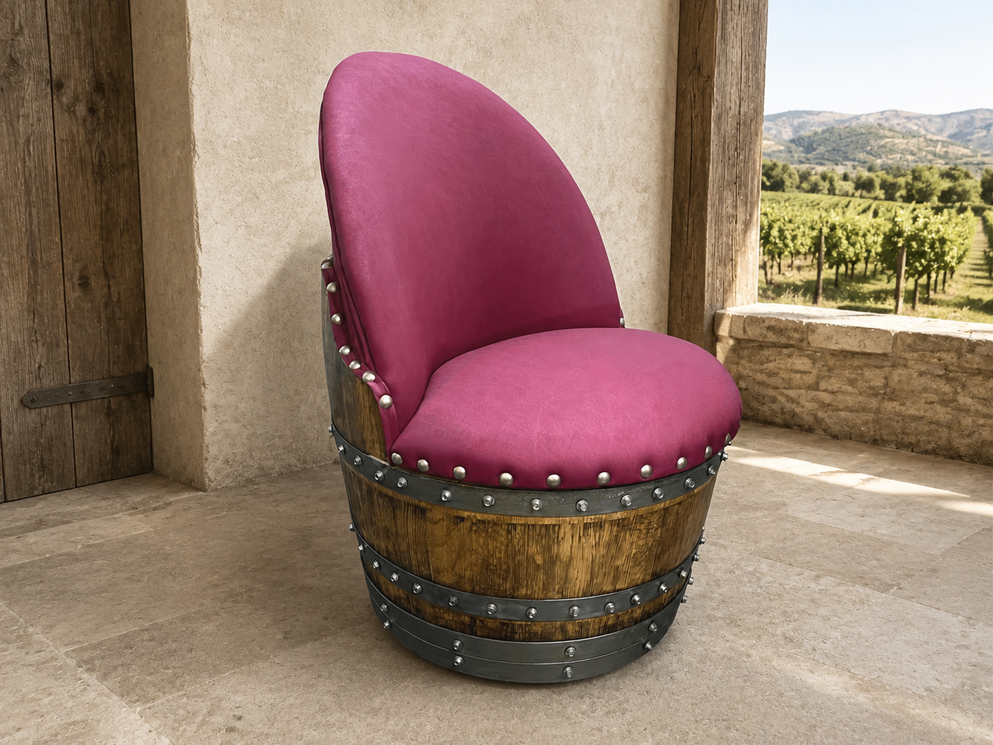 Whiskey & Wine Barrel Hoop Table Set — 2 Chairs, Black Edition
