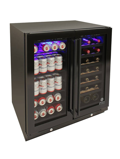 Vinotemp 33 Bottle/101 Can Wine & Beverage Dual-Zone 2 Door Cooler, Black