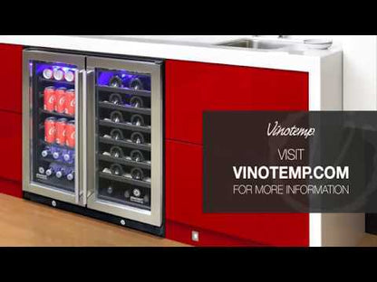 Vinotemp 33 Bottle/101 Can Wine & Beverage Dual-Zone 2 Door Cooler, Stainless