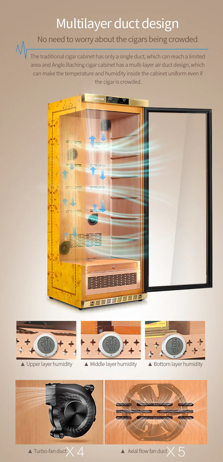 Raching MON5800A Precision Electronic Cigar Humidor Cabinet | 3000–4000 Cigar Capacity | ±1% Climate Control