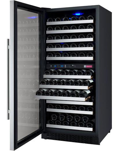 Allavino 24" Wide FlexCount II Tru-Vino 121 Bottle Dual Zone Stainless Steel Left Hinge Wine Refrigerator