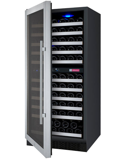 Allavino 24" Wide FlexCount II Tru-Vino 121 Bottle Dual Zone Stainless Steel Left Hinge Wine Refrigerator