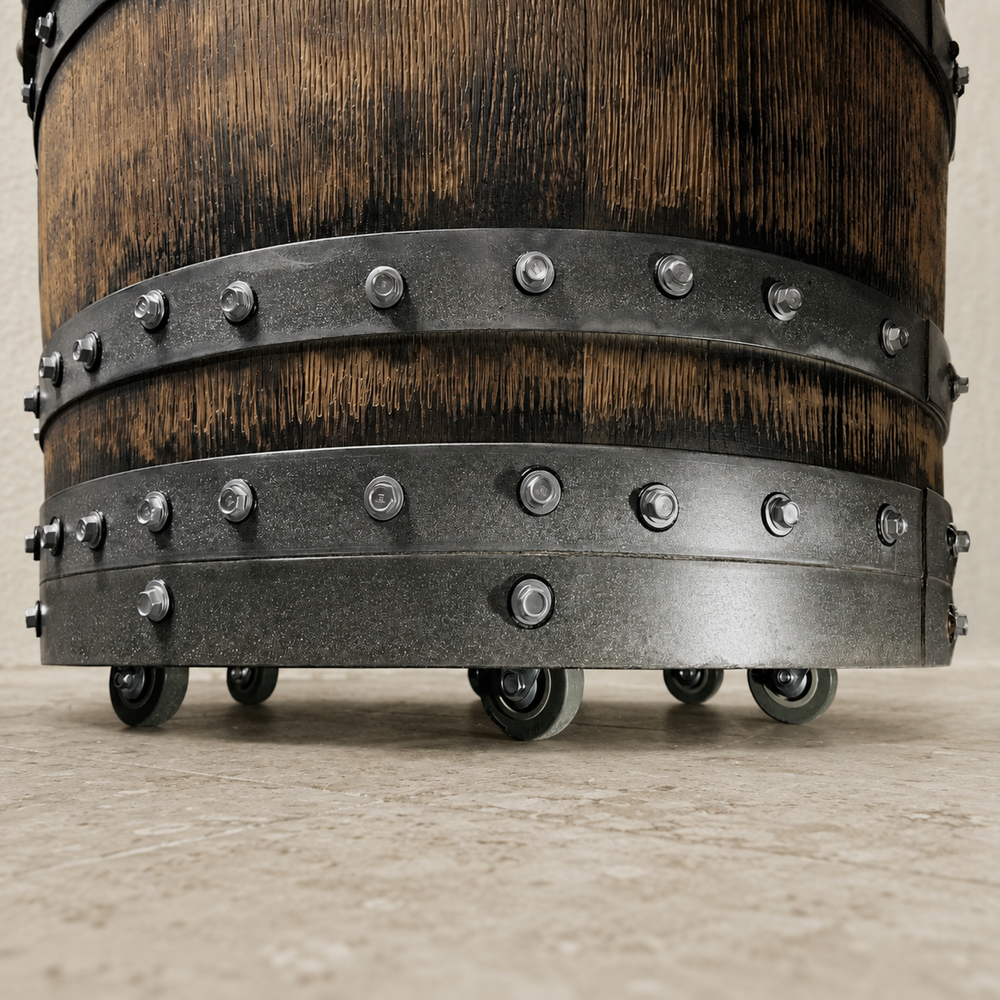 Whiskey & Wine Barrel Lounge Chair — Hidden Storage, Memory Foam, Sea Blue Upholstery (Limited)