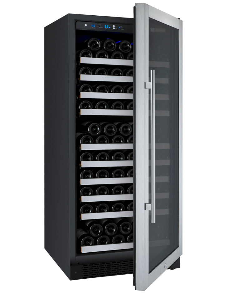 Allavino 24" Wide FlexCount II Tru-Vino 128 Bottle Single Zone Stainless Steel Right Hinge Wine Refrigerator