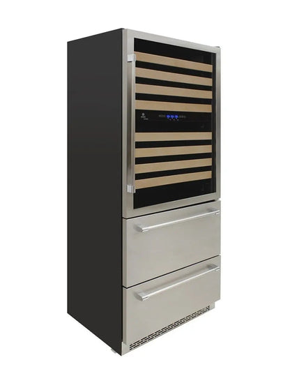 Vinotemp 135 Bottle Triple-Zone Wine Cooler with 2 Bottom Drawers, Stainles