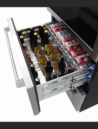 Vinotemp 135 Bottle Triple-Zone Wine Cooler with 2 Bottom Drawers, Stainles