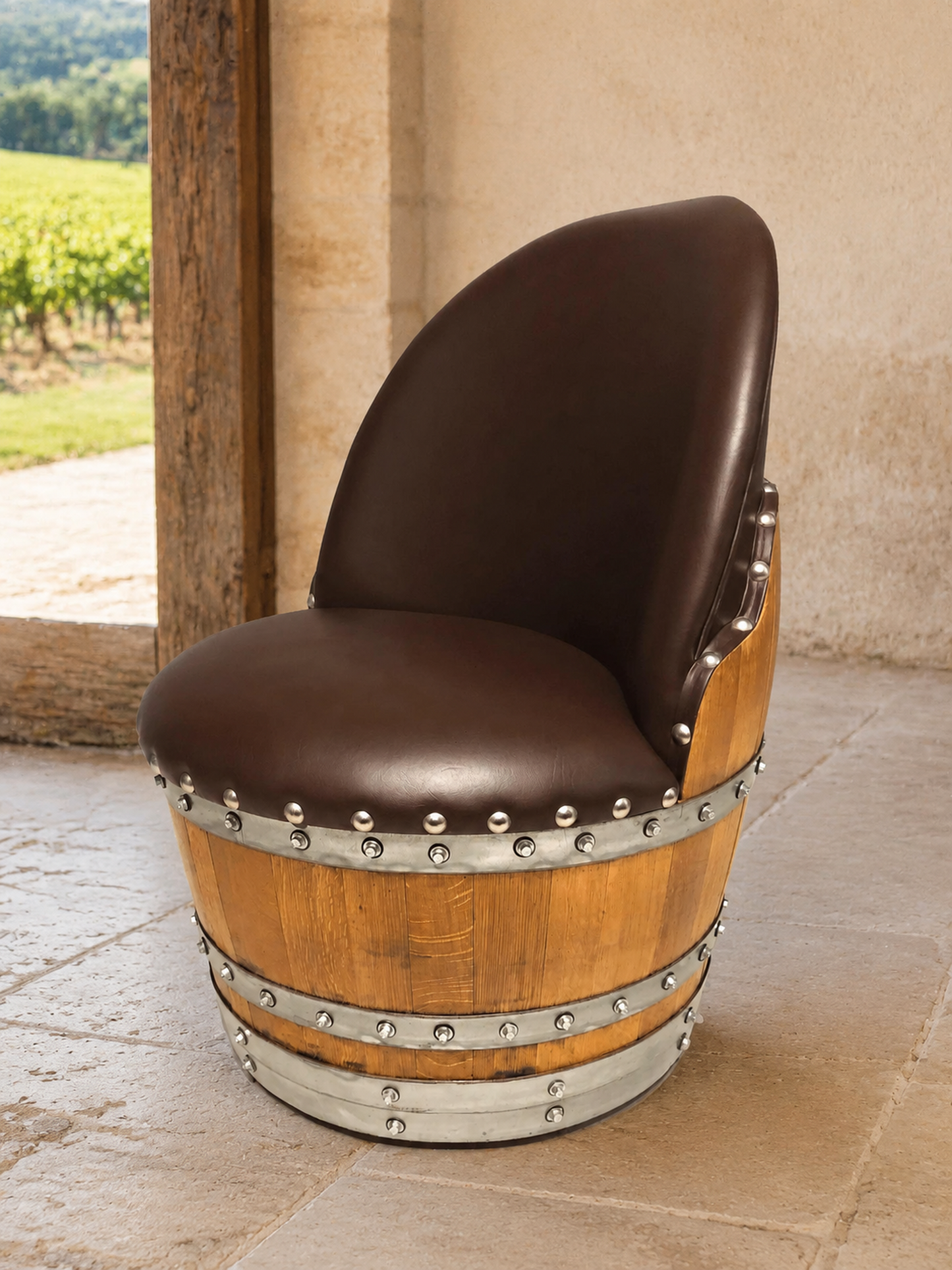 Whiskey & Wine Barrel Hoop Table Set — 2 Chairs, Black Edition
