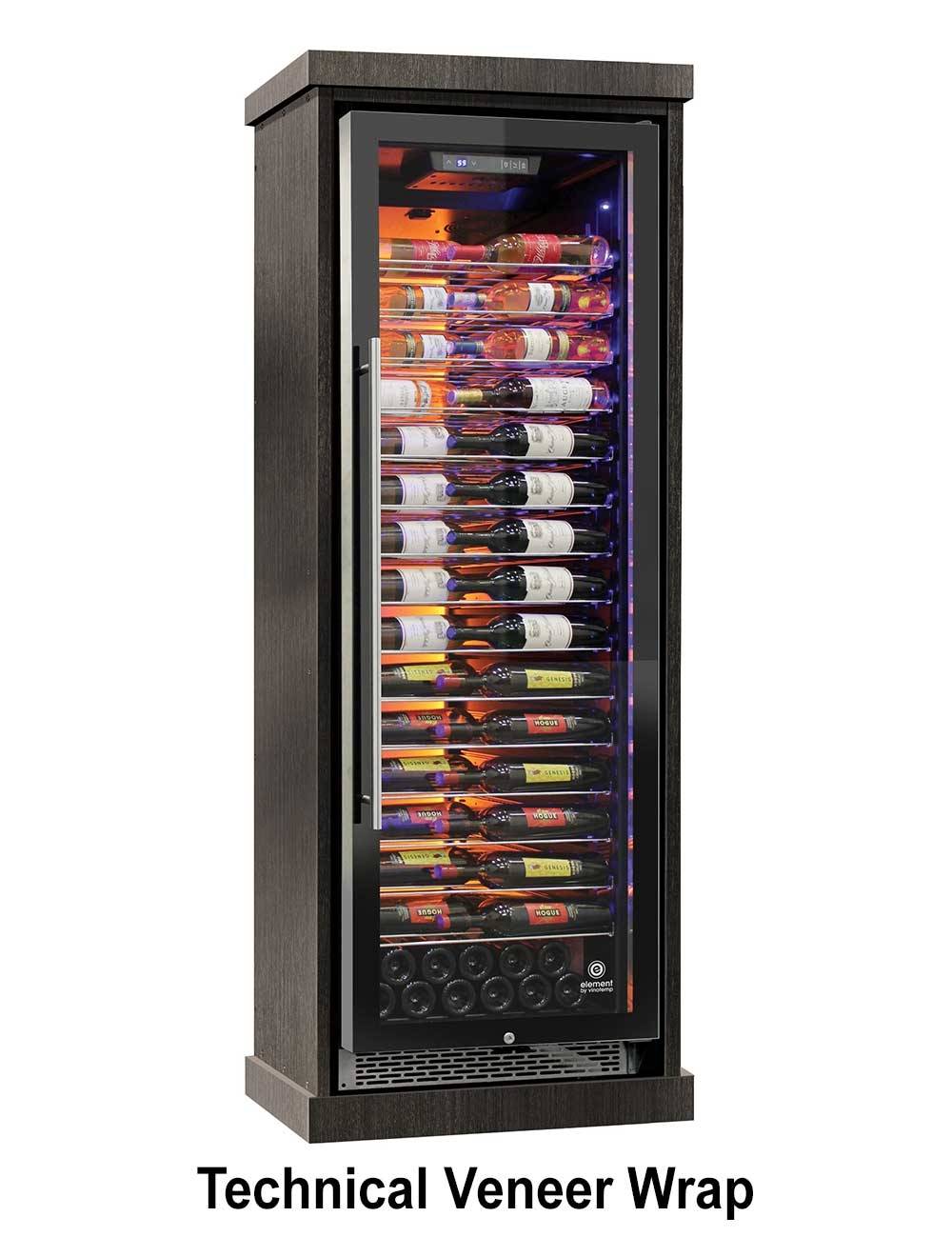 Vinotemp 141 Bottle Single-Zone Wine Cooler, 3 Color Backlit Lighting, Black Body, Stainless Steel Door (Left Hinge)