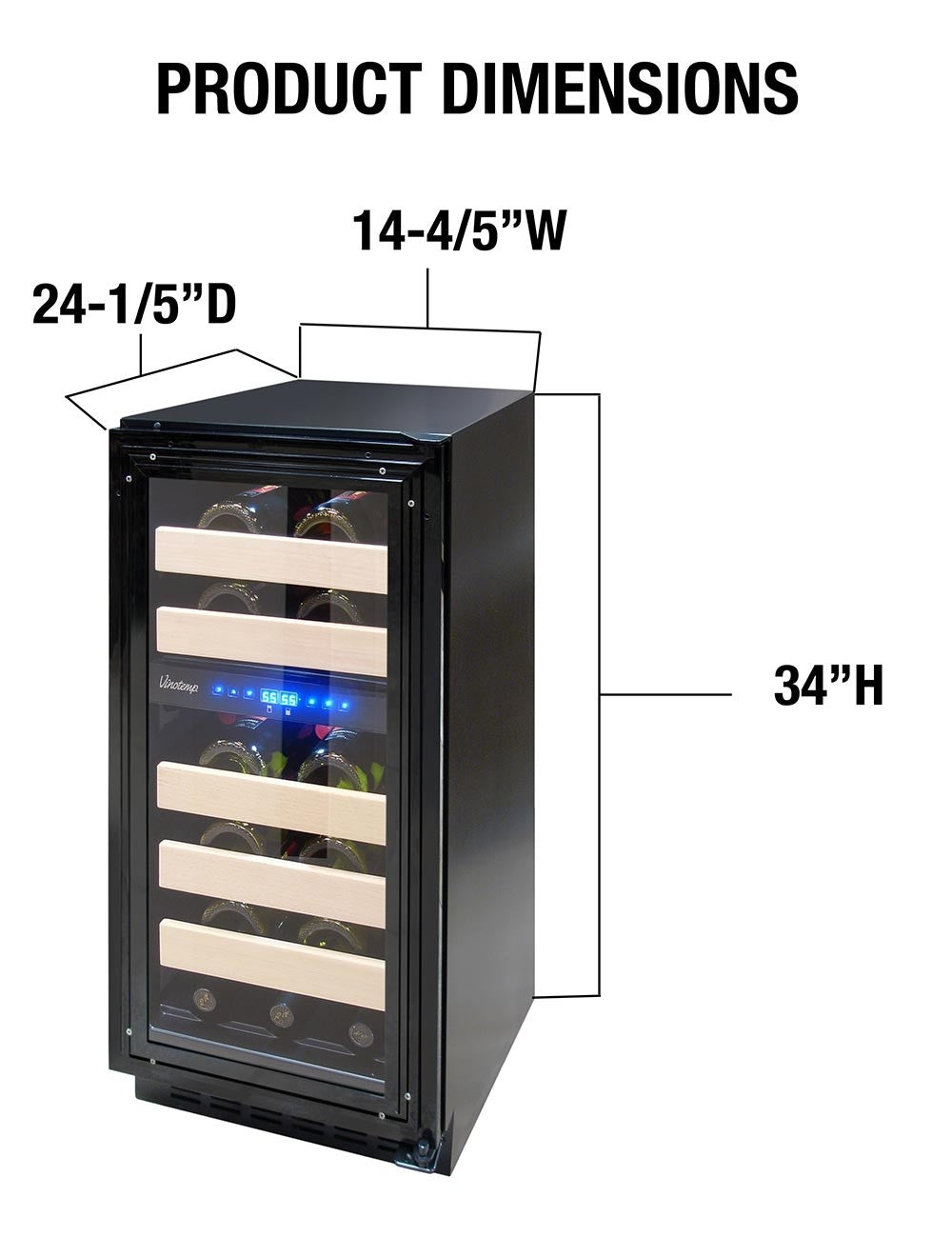 Vinotemp 15" 28 Bottle Panel Ready Dual-Zone Wine Cooler