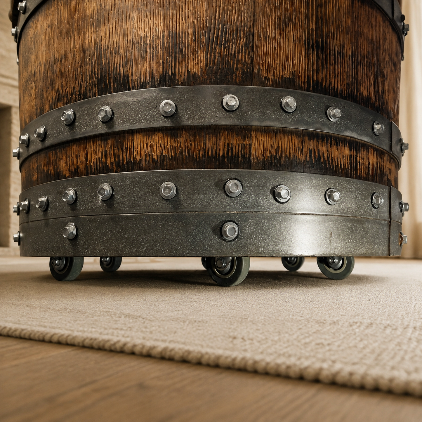Whiskey & Wine Barrel Dining Set — Convertible Table, 6 Chairs, Removable Top