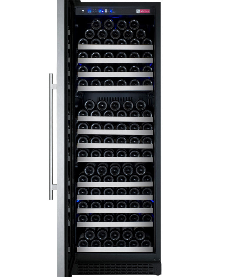 Allavino 24" Wide FlexCount II Tru-Vino 177 Bottle Single Zone Stainless Steel Left Hinge Wine Refrigerator