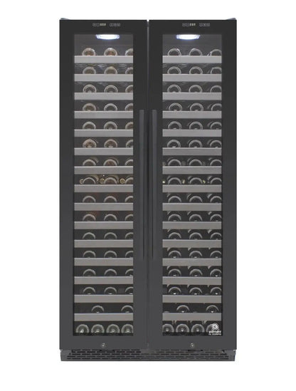 Vinotemp 180 Bottle Dual-Zone 2 Door Wine Cooler, Black