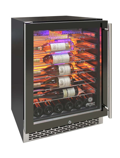 Vinotemp 188 Bottle Single-Zone Wine Cooler, 3 Color Backlit Lighting, Black Body, Stainless Steel Door