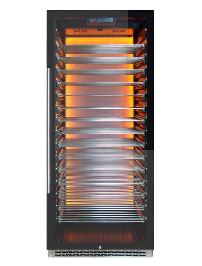 Vinotemp 188 Bottle Single-Zone Wine Cooler, 3 Color Backlit Lighting, Black Body, Stainless Steel Door (Left Hinge)