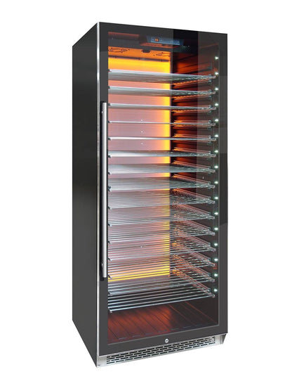 Vinotemp 188 Bottle Single-Zone Wine Cooler, 3 Color Backlit Lighting, Black Body, Stainless Steel Door (Left Hinge)