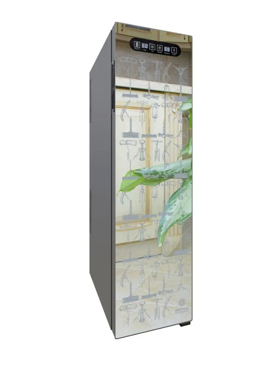 Vinotemp 18 Bottle Dual-Zone Thermoelectric Wine Cooler,Corkscrew Door Design, Mirrored Design