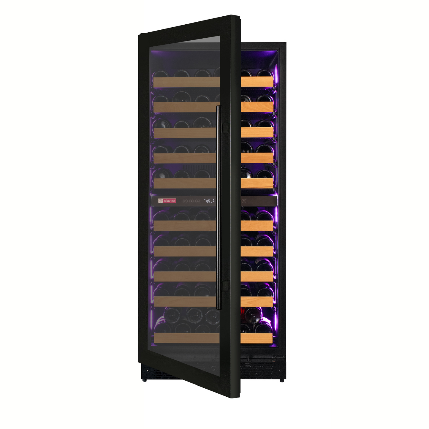 Allavino Reserva Series 119 Bottle 55" Tall Dual Zone Left Hinge Black Glass Wine Refrigerator