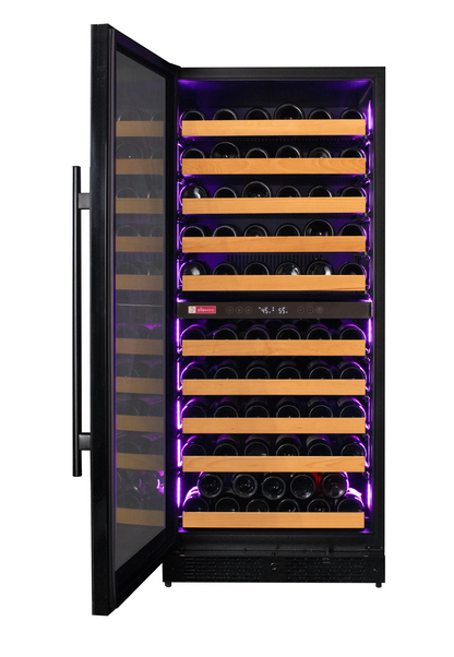 Allavino Reserva Series 119 Bottle 55" Tall Dual Zone Left Hinge Black Glass Wine Refrigerator