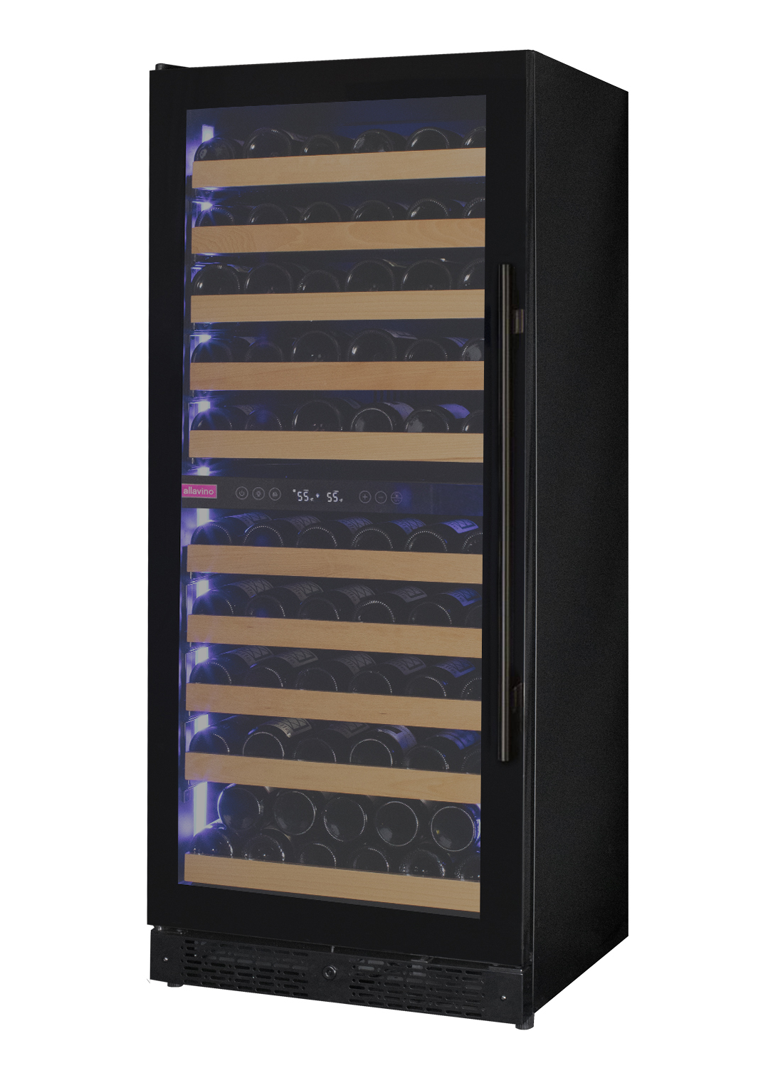 Allavino Reserva Series 119 Bottle 55" Tall Dual Zone Left Hinge Black Glass Wine Refrigerator