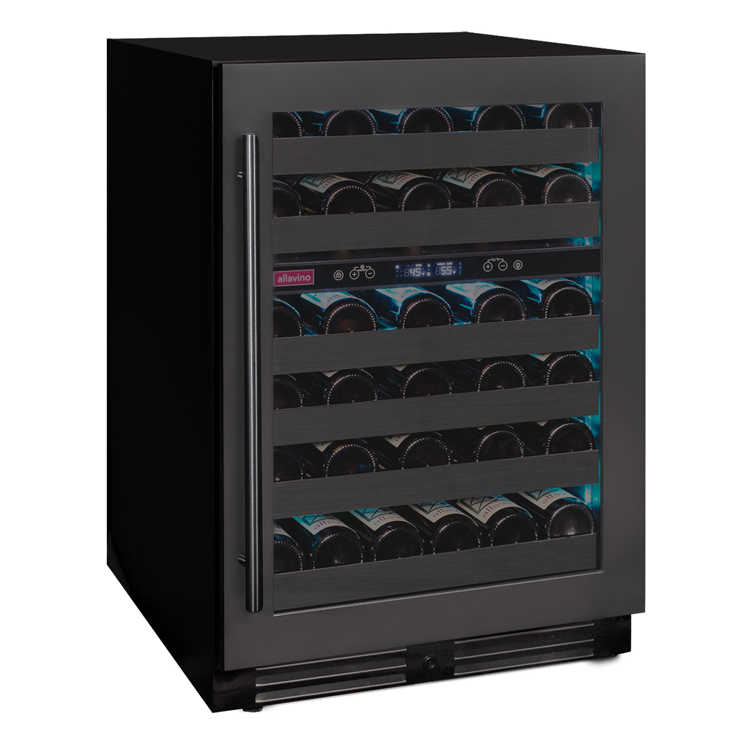 Allavino Reserva Series 50 Bottle Dual Zone Undercounter Wine Cooler Refrigerator with Black Stainless Steel Door - Right Hinge