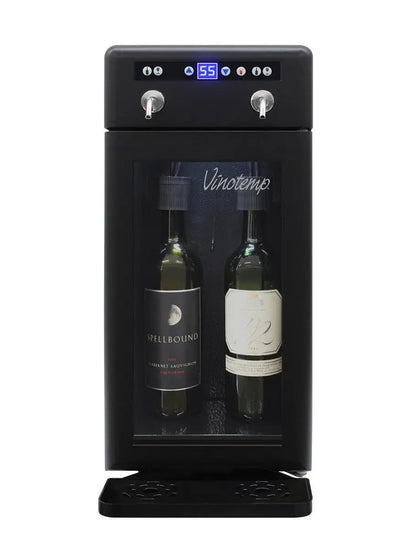 Vinotemp Two Bottle Wine Dispenser with 2 Gas Cylinders, Black