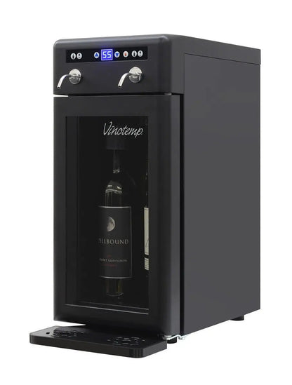 Vinotemp Two Bottle Wine Dispenser with 2 Gas Cylinders, Black