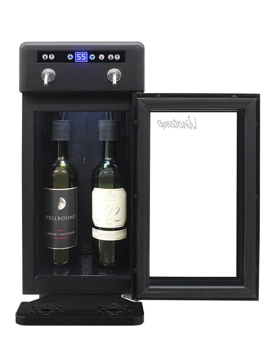 Vinotemp Two Bottle Wine Dispenser with 2 Gas Cylinders, Black