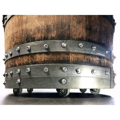 Wine Barrel Full Round Coffee Table Set with 2 Chairs - Rustic Whiskey Barrel Furniture Set - Handmade Solid Oak - Free Shipping